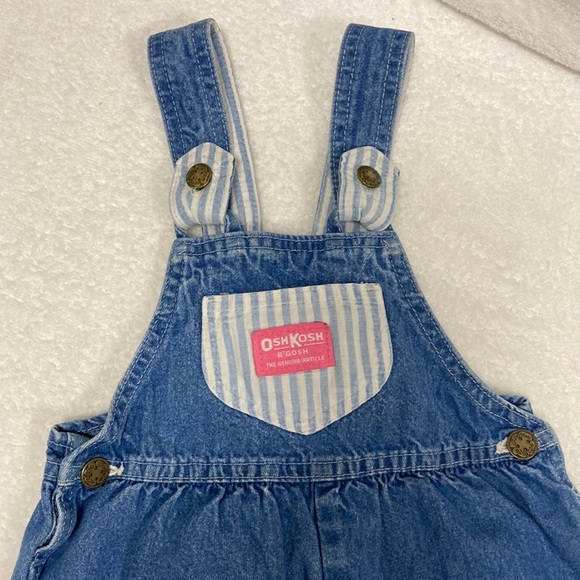 Vintage Oshkosh bow back striped accent overalls size 4 - Picture 2 of 8